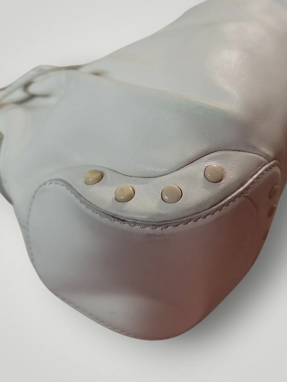 Tod's Cream Leather Hobo with Decorative Green-Blue Scarf Preloved